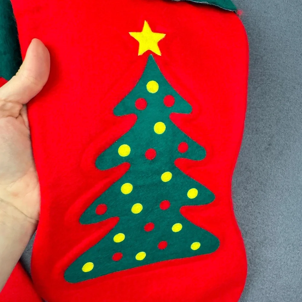 Vtg 90s Red Green Felt Santas best Christmas stockings tree candle w orig tags
